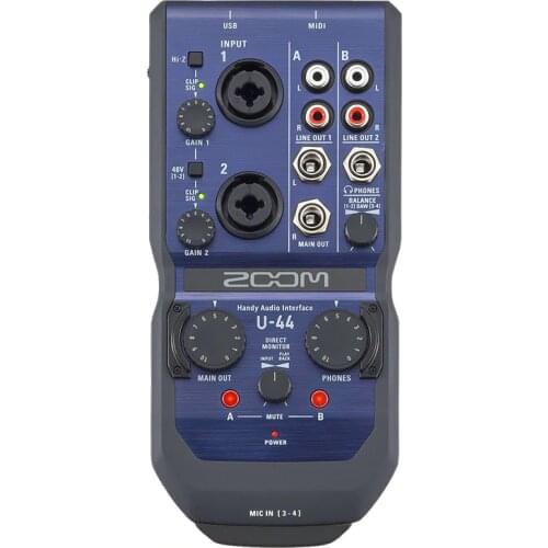 ZOOM U-44 Handheld Portable USB Recording Audio Interface sound card 4 In 4 Out U44 network computer live broadcast sound card