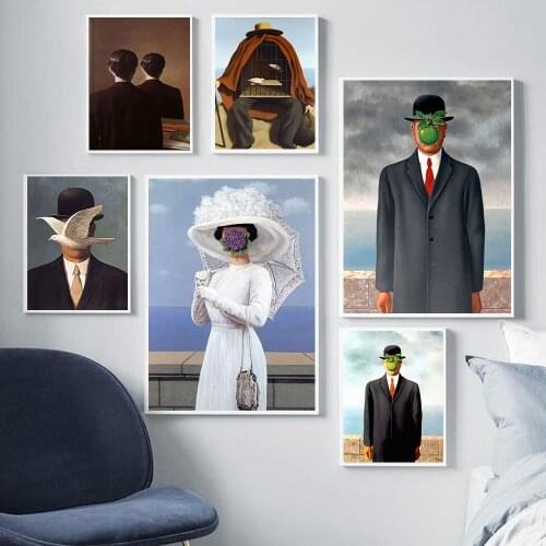 Rene Magritte Artist Surrealist Scandinavian Oil Painting on Canvas Posters and Prints Cuadros Wall Art Pictures For Living Room