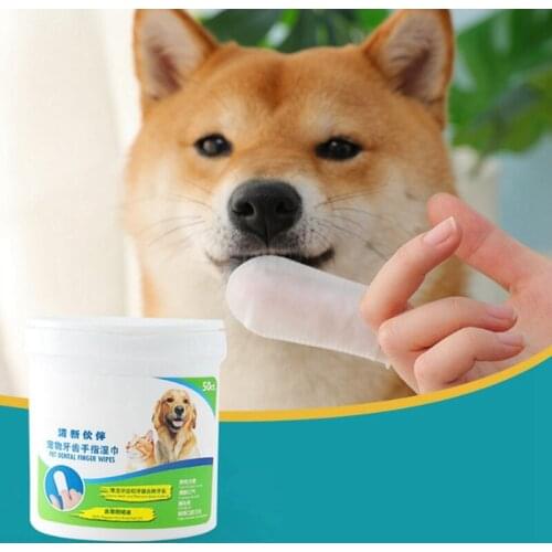 Pet Grooming Cleaning Paper Wet Wipes Pet Cleaning Teeth Wipes Cat Dog Oral Teeth Cleaning Tartar Finger Wipes