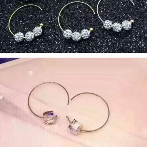 2pcs 925 Sterling Silver Half Circle Hoop Earrings Women Steampunk Ear Clips