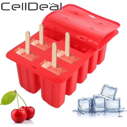 Silicone Popsicle Molds Food Grade Ice Cream Mold 4/10 Cavity DIY Maker Cube Reusable Lolly Ice Tray Freezer Moldes De Silicona