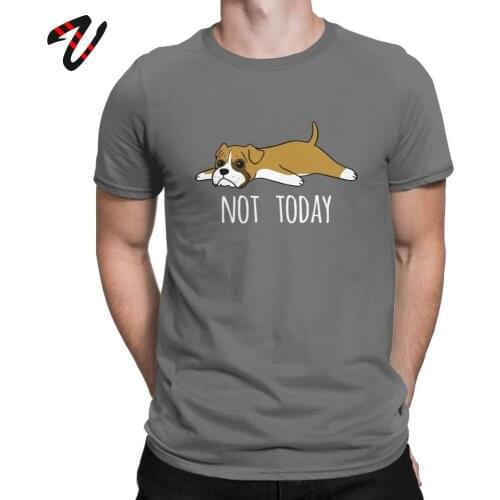 Men Tshirt Funny Not Today Boxer Dog T-Shirts Vintage Crew Neck Camiseta Short Sleeve Tops Cotton Tees Hipster T Shirt Plus Size