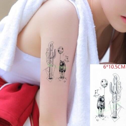 Waterproof Temporary Tattoo Sticker Astronaut Cactus Earth ins Body Art flash tatoo fake tatto for Women Men