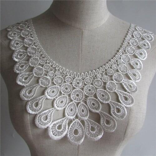 High quality white Embroidered Lace Collar Neckline Venise Applique Embroidery Sewing on Patches Sewing Fabric Accessories YL79