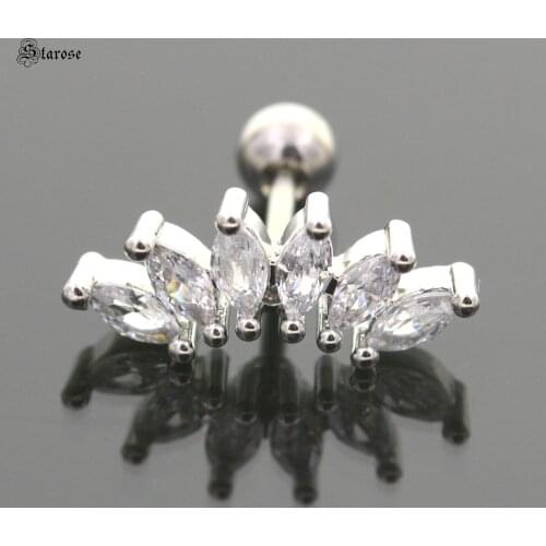 1Pc New Stunning Clear Zircon Big Crown Upper Lobe Piercing Conch Stud Earrings Auricle Piercing Tragus Helix Rings Body Jewelry