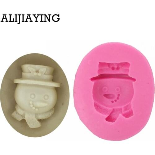 M1251 1Pcs Mini Christmas snowman cooking tools chocolate Decorating Silicone Mold baking Fondant candy Sugar Craft DIY Cake