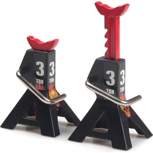 2PCS Metal 3 Ton Simulated Jack Height Adjustable Repair Bracket Scene Tool Lifting Jack for 1/10 TRX4 D90 CC01 RC Climbing Car
