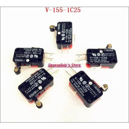 20pcs/Lot V-155-1C25 Momentary Micro Limit Switch 15A 250VAC SPDT NO NC Snap Action Push Button