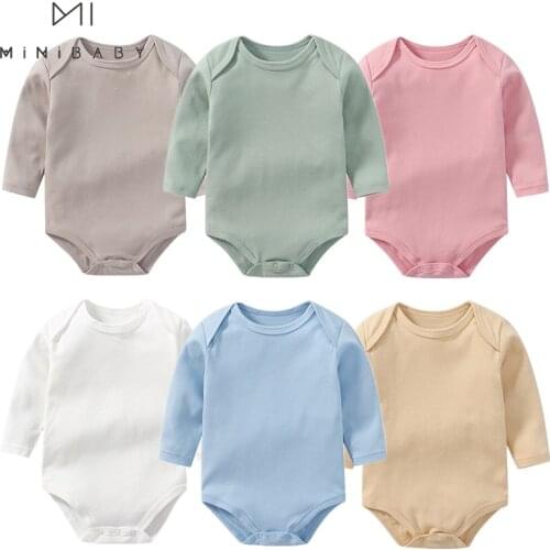 2021 Baby Cotton Bodysuits For Girls Summer 3pcs/a Lot Newborn Boys Clothes Long Sleeve Jumpsuit 0-24m Clothing Twins Pajamas