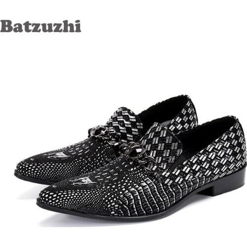 Batzuzhi Designer Mens Shoes Pointed Toe Black Genuine Leather Dress Shoes Formal Business Leather Shoes Party Zapatos Hombre