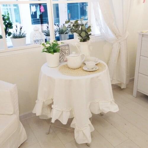 White Lace Tablecloth For Wedding Party Cotton Printed Package Edge Square Table Cloth European Style Tablecloth