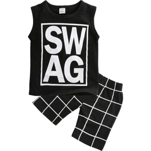 Summer 2pcs Toddler Kids Baby Boy T-shirt Tops+Casual Pants Trouser Clothe Outfit Set Toddler Boy Clothes Sleeveless O-neck