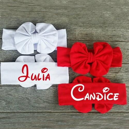Personalized Name Baby Headband Letter Printed Newborn Infant Baby Girl Big Bow Headbands Baby Shower 1st Birthday Gift Headwear