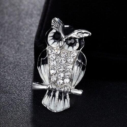 Blue enamel owl brooch jewelry for men party gifts fashion Womens scarf pins and broaches Statement womens hijab pins bijoux