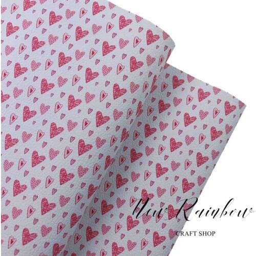 NewRainbow 30x138cm/Roll Lovely Pink Hearts Faux Leatherette Yard for Making Bows, Earrings, Crafts, Accessories