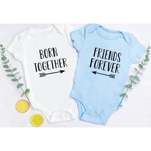5 Colors Born Together Friends Forever Newborn Baby Bodysuit 100% Cotton Short Sleeve Boys Girls Jumpsuit for 0-24M Baby Rompers