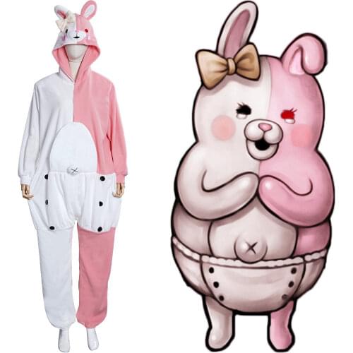 Danganronpa Dangan Ronpa Monokuma and Monomi Cosplay Costumes Jumpsuit Pajamas Sleepwear Outfits