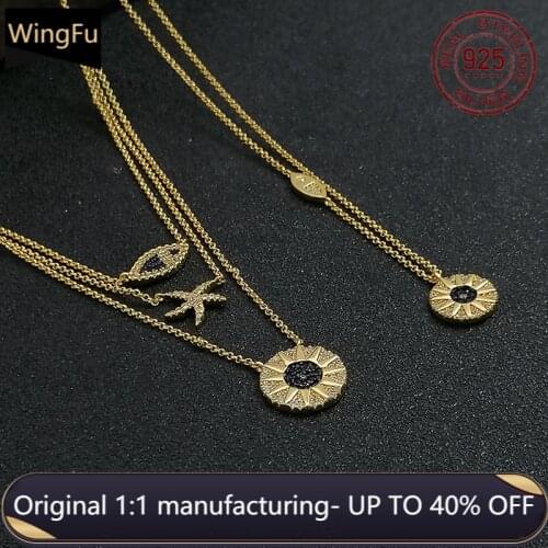 S925 sterling silver marine life starfish pendant zircon golden compass necklace fashion luxury brand monaco jewelry gift