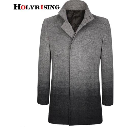 Men woolen jackets autumn winter warm overcoat graduated color trench coats pockets elegant turn collar casaco masculino 19654