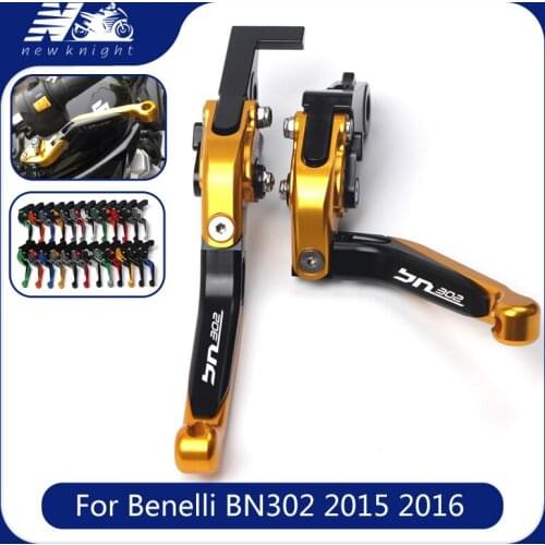 Laser Logo 20 Colors Motorcycle CNC Aluminum Folding Extendable Brake Adjustable Clutch Levers For Benelli BN302 2015 2016