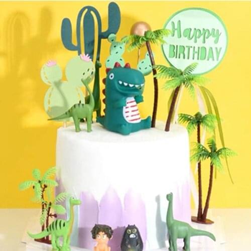 Cute Cartoon Lion Dinosaur Party Cake Topper Creative Polymer Clay Kids Baby Birthday Party Cake Decoration Baby Shower Decor