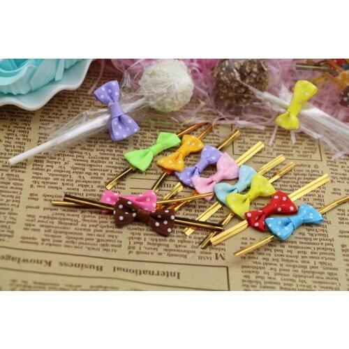 Cute Polka Dots Colourful Wire Metallic Twist Tie Tin for Cookie/Biscuit/Cake Gift Bakery Packaging Decoration 50 pcs/lot