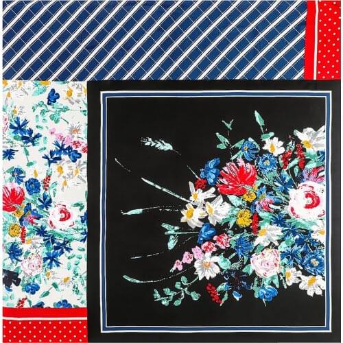 130cm Design Floral Brand Big Square Scarf Luxury Twill 100% Silk Scarf Women Fashion Shawl Echarpe Kerchief Scarves For Ladies