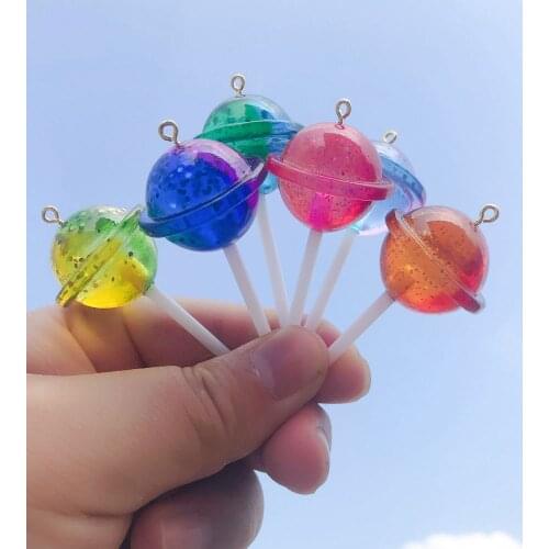 TBAEW Planet Lollipop Charms bracelets necklace earring Jewelry Making Resin Cabochon Pendants