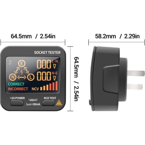Digital Smart Socket Tester RCD Line Phase Check Detector US/UK/EU/AU/SA Plug