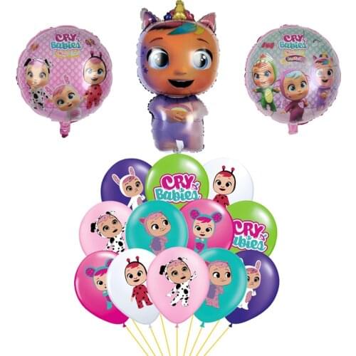 Cry Babies Foil Balloons Uni Horn Angle Doll Latex Ballons Crying Baby Magic Tear Happy Birthday Party Decor Girl Princess Toys