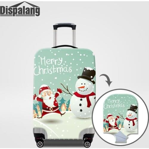 Lovely Christmas Tree Santa Claus Snowman Printing Suitcase Protective Cover 18-32 Inch Trolley Case Elastic Luggage Rain Cover
