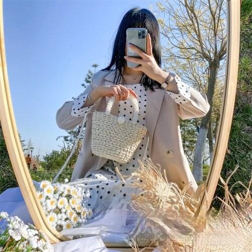 Women Handbag Brand Designer Weaving Tote Straw Rattan Bags Luxury Pearl Straw Bag for Women 2021 Small Crossbody Bags