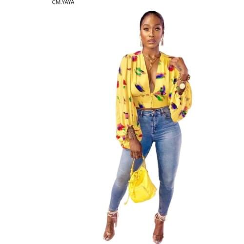 Women Autumn Winter fashion paisley print V-neck Blouses Lanter Long sleeve Elegant High Waist blouses shirts Tops GL5103