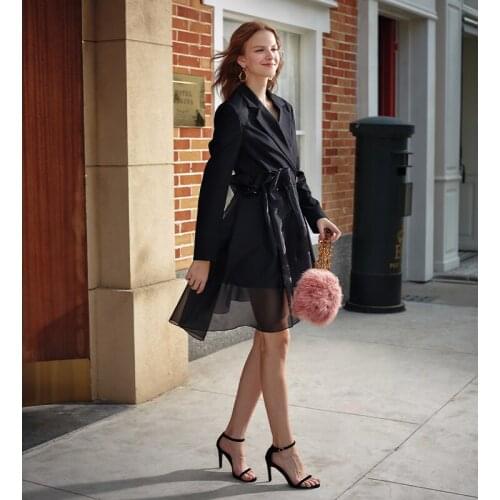 AEL Women Blazer Dress Suits Black elegant organza Patchwork jacket Suit Dress fashion Party Dresses