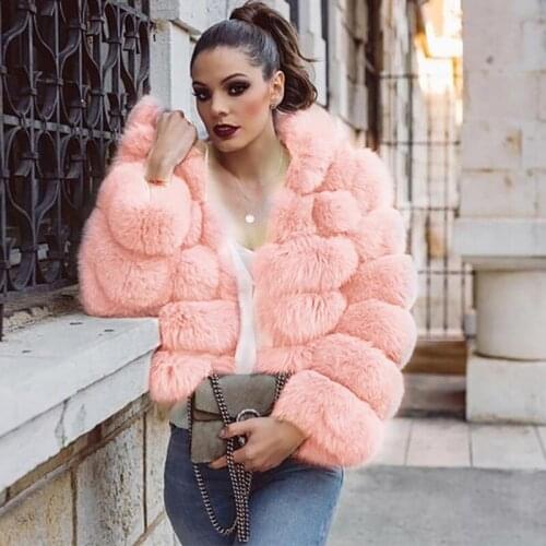 Winter Thick Plush Fur Coat Women Muli-Layers Long Sleeve Faux Fur Hoodie with Button Warm Fake Fur Jacket Women Artificial