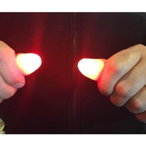 1 Pair Creative Magic Red Light Up Thumb Tips with LED Red Magic Thumb Tip Light Illusion Soft Standard Size 2 Pcs Props Gift E