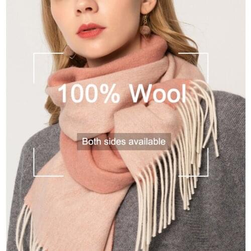 100% Pure Wool Scarf Women 2021 Luxury Brand Shawls and Wraps for Ladies Soft Warm Neckerchief Muffler Solid Winter Wool Scarves