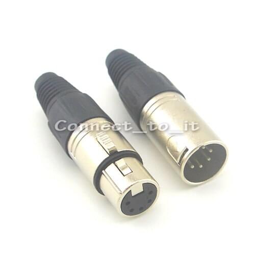 2 Pieces XLR Jack Audio Cable Connector Microphone 5pin jack Female Adapter + XLR 5pin Male Audio Microphone Connector Adapter