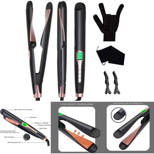 2 In 1 Professional Twist Hair Straightener LED Display Plate Ceramic Curling Dual Purpose Straight Haircurler