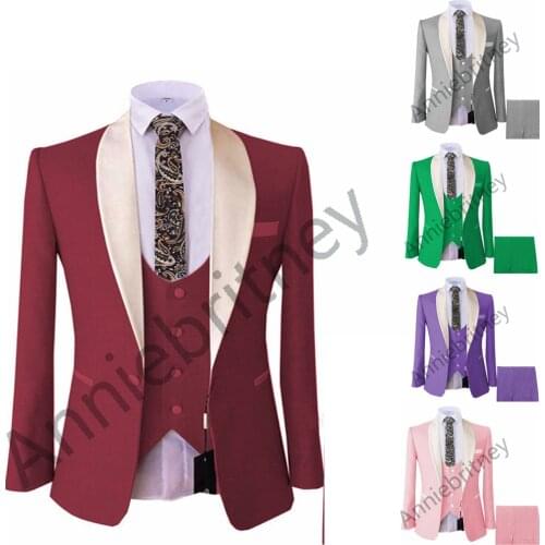 2020 New Slim Fit Mens Suits Sets Royal Blue Business Tuxedos 3 Pieces Blazer Set For Wedding Groomman (Jacket+Vest+Trousers)