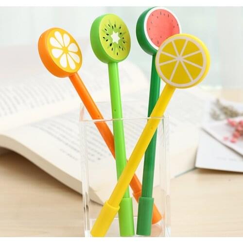 24Pcs/lot Creative Fruit Funny Gel Pens Watermelon Cute Cool Kawaii Blue Ballpoint School Rollerball Stationery Thing Stuff 2021