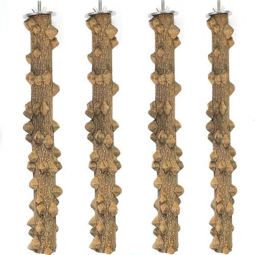 Bird Perch Nature Wood Prickly Parrot Stand Toy Branch Platform Grinding Stick for Birds Cockatiel Cage Accessory 4PCS