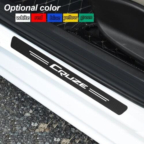 4pcs/set Car Door Sill Sticker for Chevrolet Cruze Carbon Fiber Car Rear Bumper Trunk Protector Sticker Auto Styling Accessories