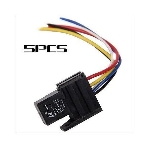 5 sets-Auto 30A 12V Relay Kit For Electric Fan Fuel Pump Light Horn 5Pin 5wire