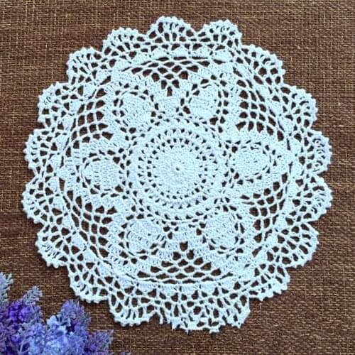 6PCS/LOT Round doily cotton hand made Crochet cup mat, White and Beige color 28CMX28CM Round Coaster Place Mat