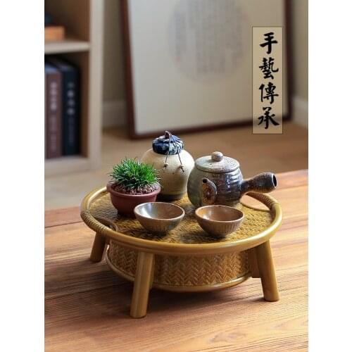 Japanese style handmade bamboo tea coffee table crafts basket of couch couch rice tea tray tea ceremony desk table side table