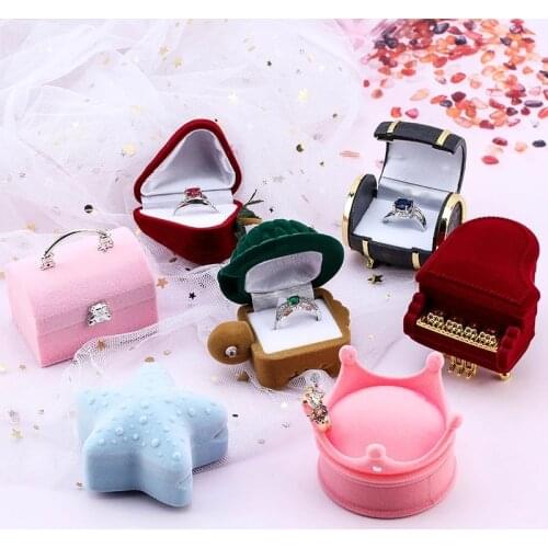 1pc Velvet Jewelry Box Storage Container Wedding Ring Box Ring Case Earrings Holder For Jewelry Display& Jewelry Gift Package