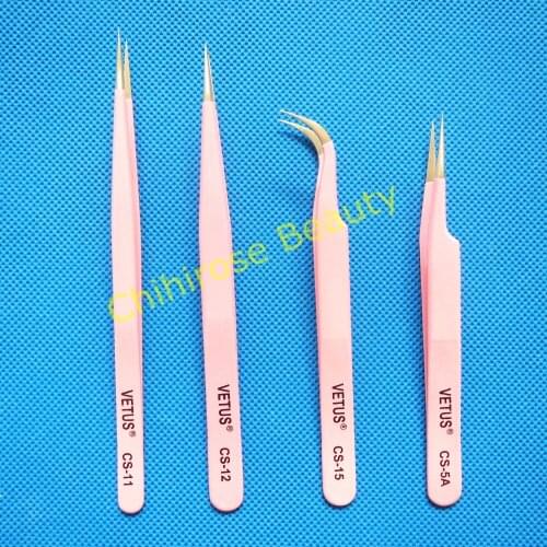 Free shipping 5 pcs Vetus Tweezers CS Series for Eyelash Extension Nail Art Nippers Repair Tool Stainless Steel Tweezers