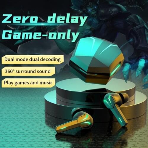 TWS Wireless Bluetooth 5.2 Earphone Gamer Sports Waterproof Headphone Noise Cancelling Earbuds 65ms Low Latency Gaming Headsets