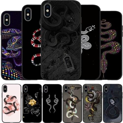 Flower snake Black TPU Silicone Soft Phone Case For iPhone 11 Pro Max X XS MAX 5 6 7 8 Plus